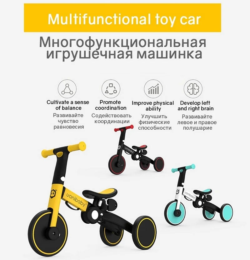 Triciclo infantil, dobrável, para bebês 1-6 anos