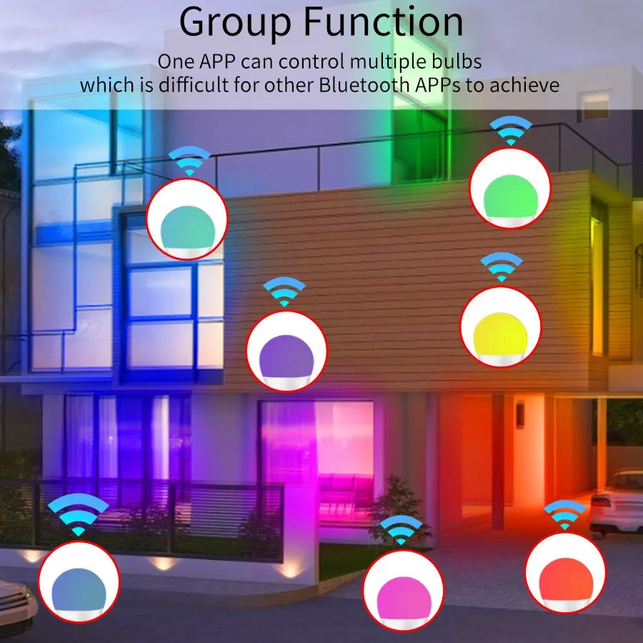 Lâmpada LED inteligente, luz regulável no app
