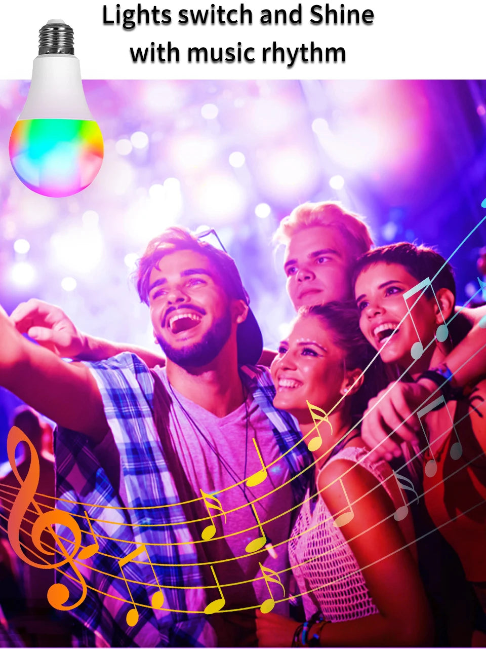 Lâmpada LED inteligente, luz regulável no app