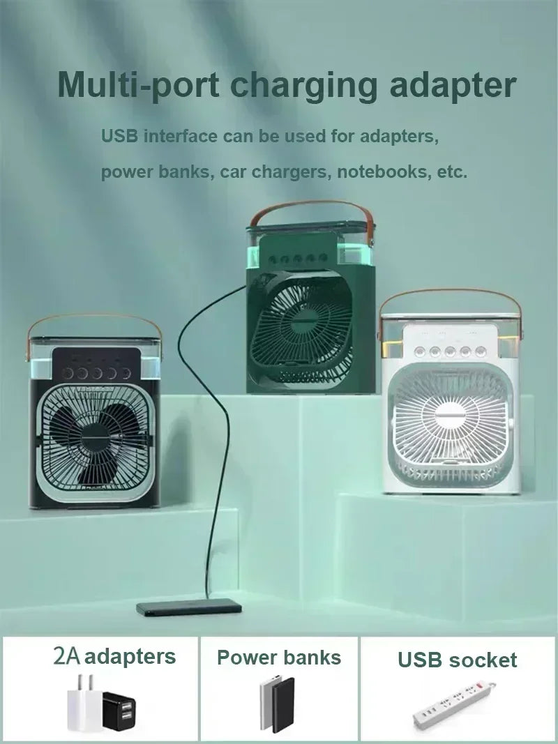 Ventilador e umidificador de ar com luzes led