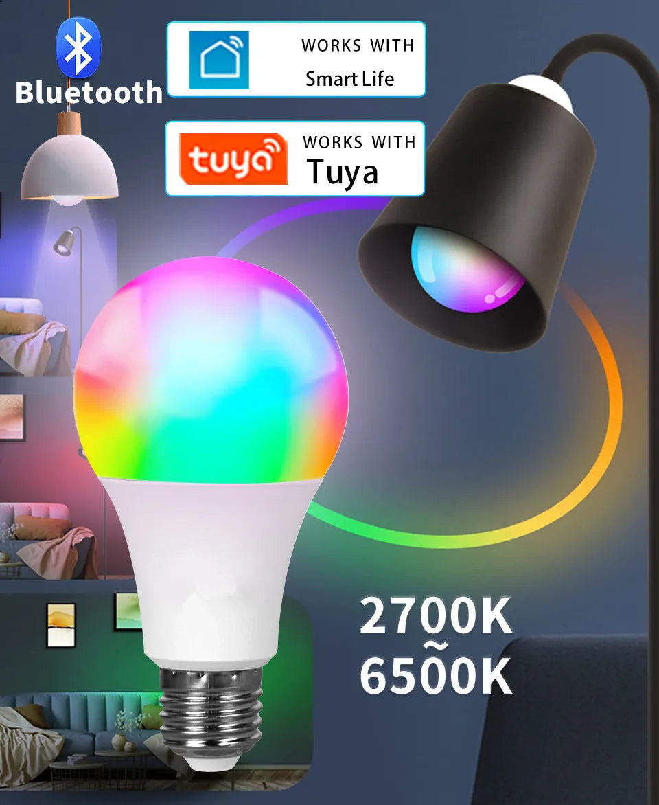 Lâmpada LED inteligente, luz regulável no app