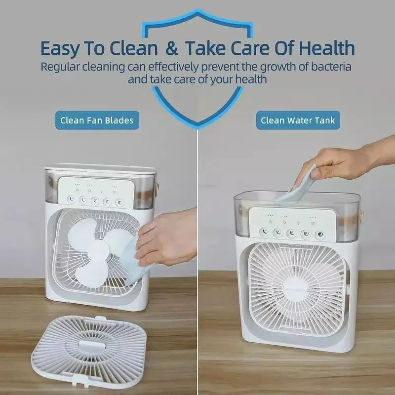 Ventilador e umidificador de ar com luzes led