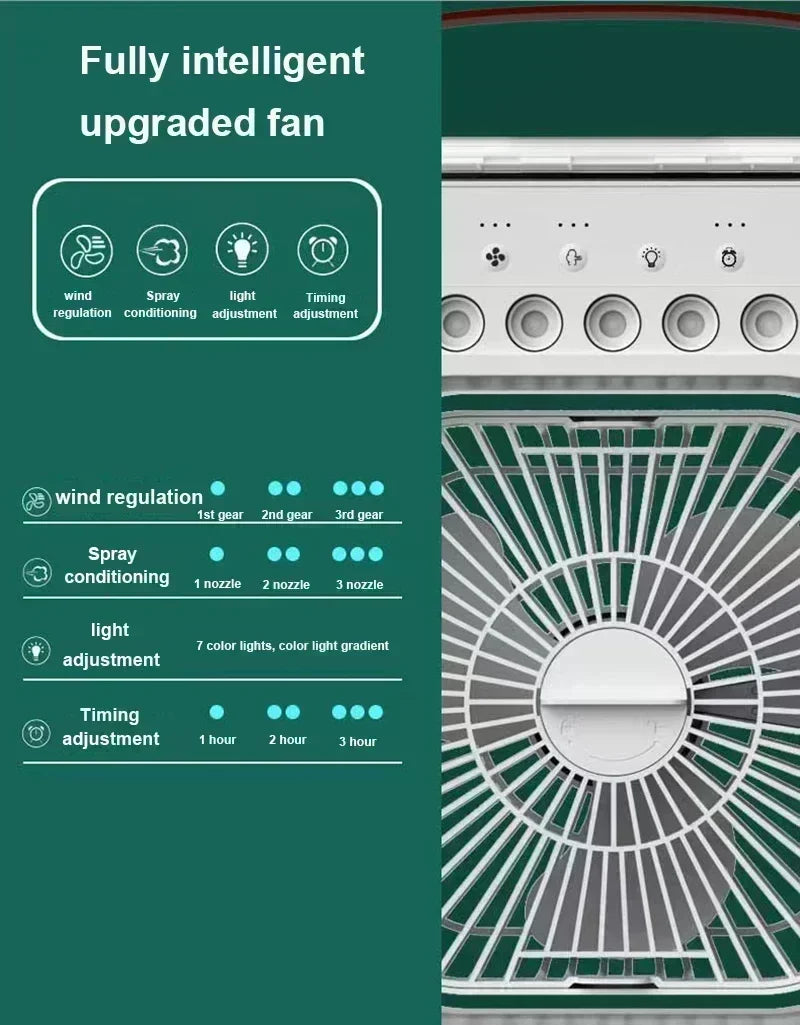 Ventilador e umidificador de ar com luzes led