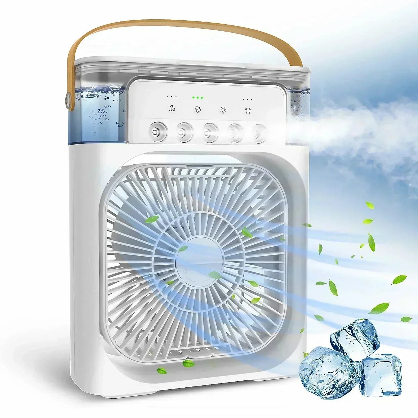 Ventilador e umidificador de ar com luzes led