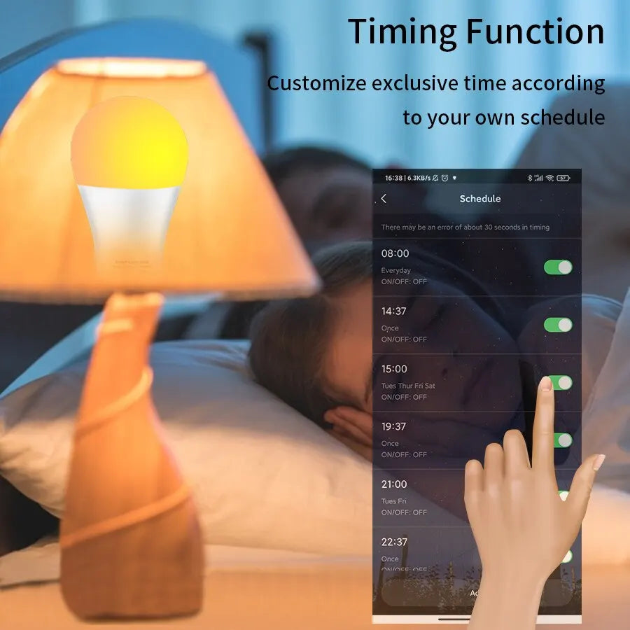 Lâmpada LED inteligente, luz regulável no app
