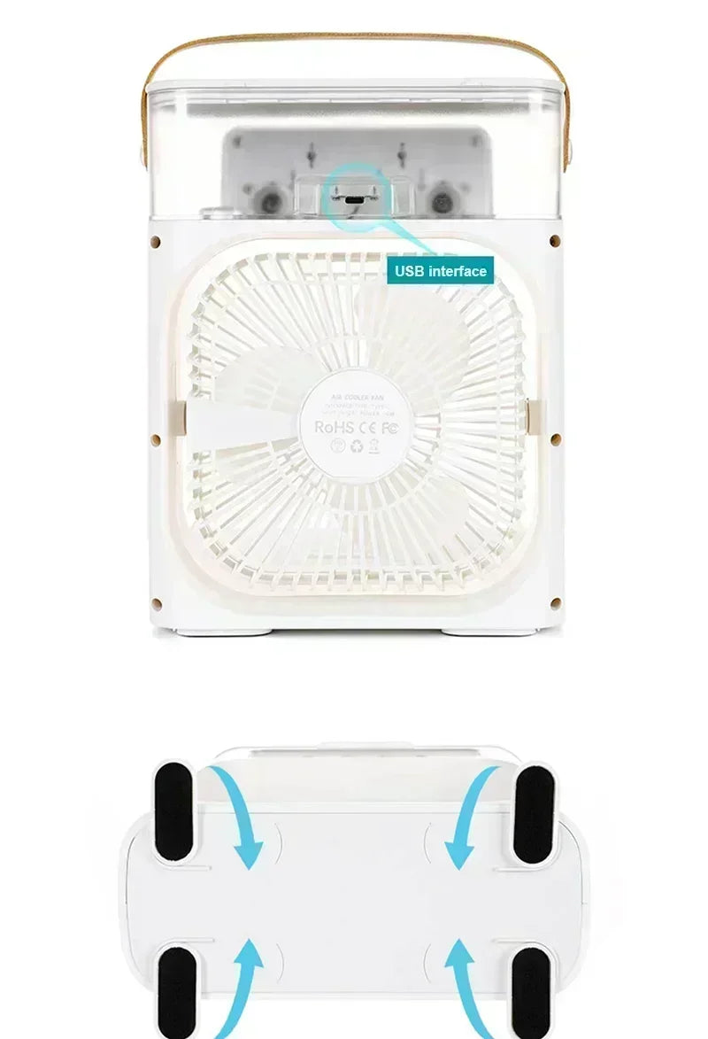Ventilador e umidificador de ar com luzes led