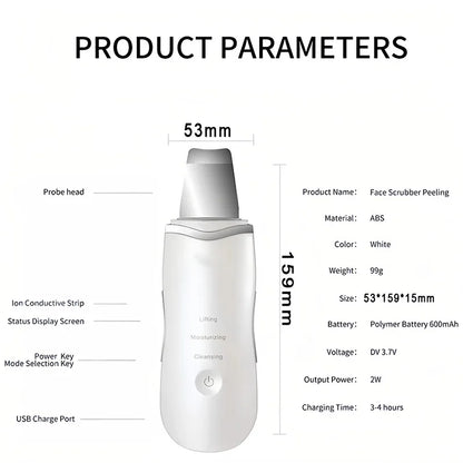 Esfoliante ultrassônico, limpador facial, pá esfoliante