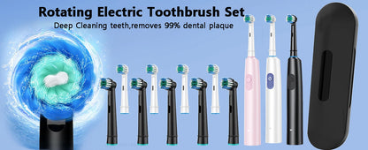 Escova de dentes elétrica rotativa, recarregável. Higiêne completa.