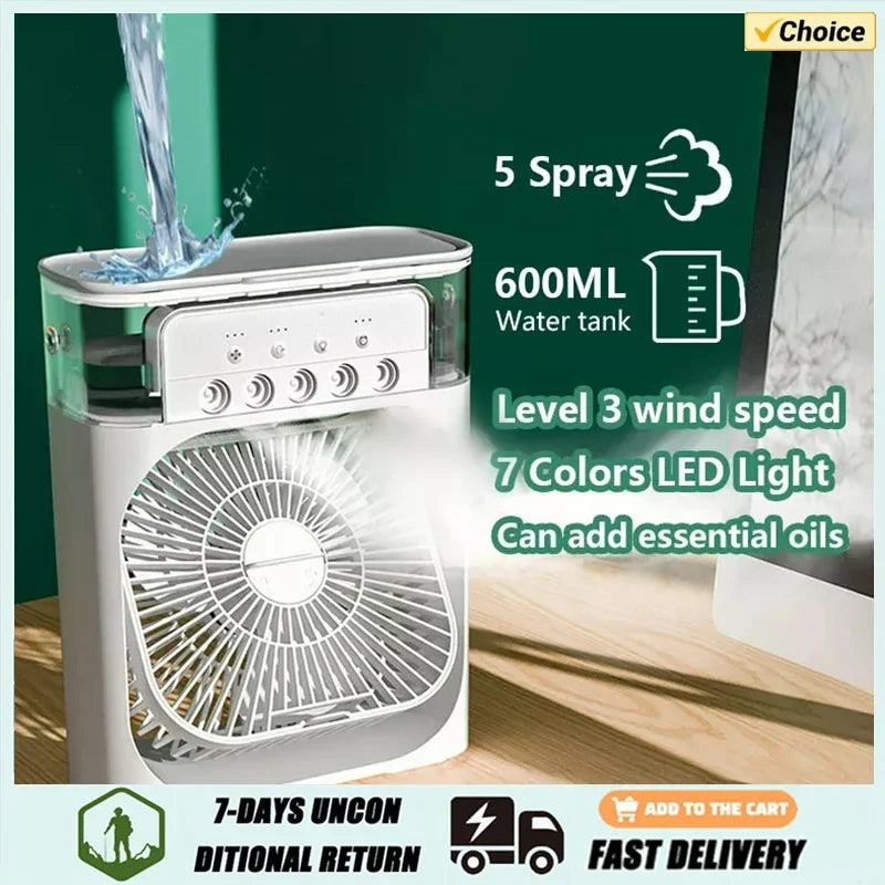 Ventilador e umidificador de ar com luzes led