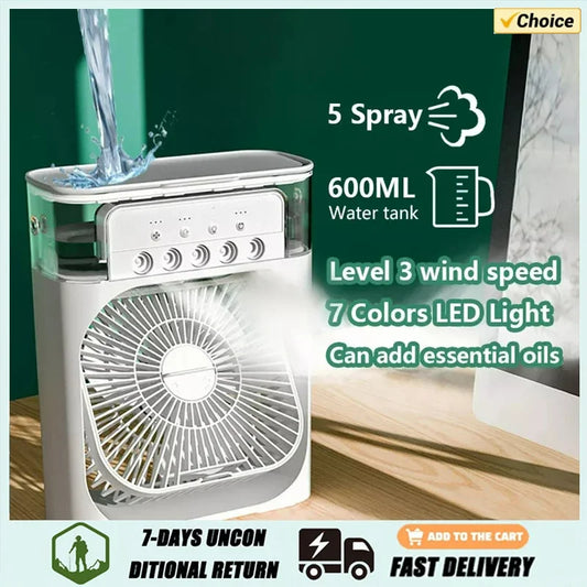 Ventilador e umidificador de ar com luzes led
