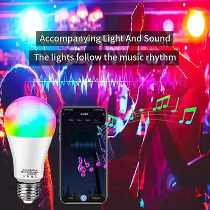 Lâmpada LED inteligente, luz regulável no app